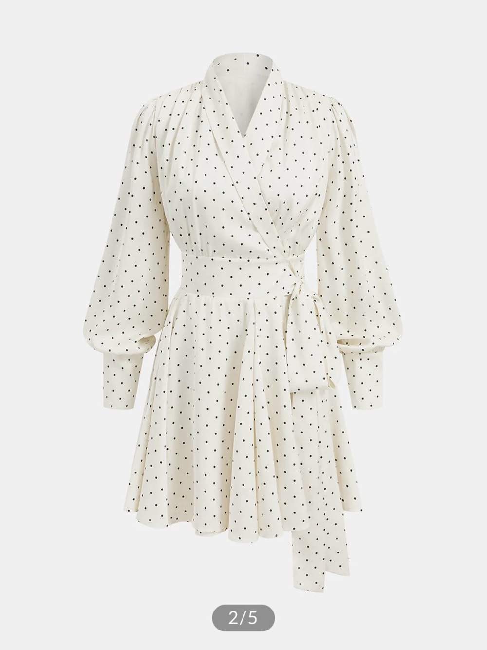 Commense Cream Wrap Dress with Black Polka Dots